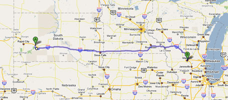 Wall, SD, to Madison, WI